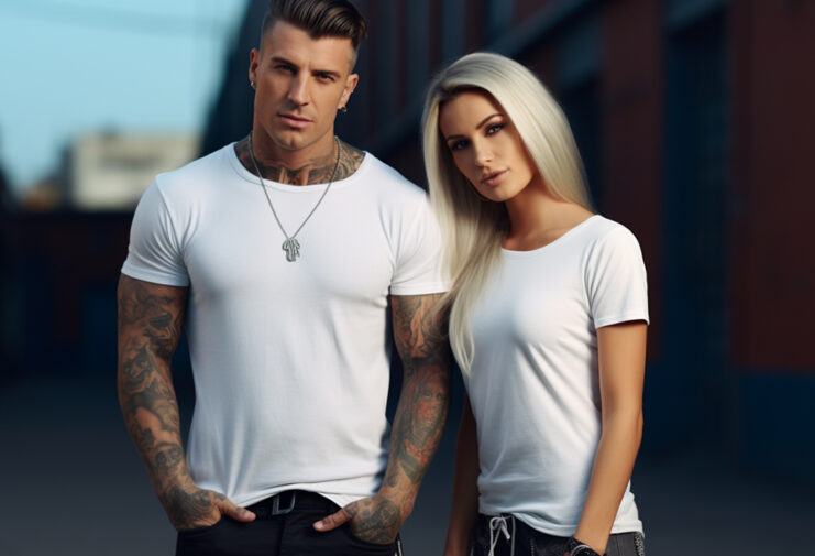 man with tattoo with beautiful girl