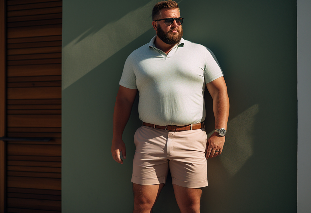 large man wearing shorts and polo