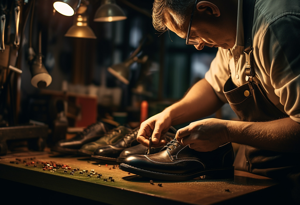 man making shoes 