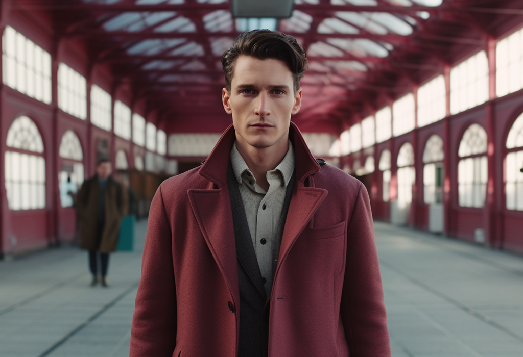 Man in red coat 