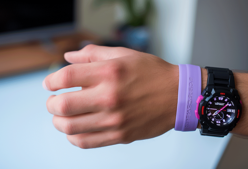 rubber bracelet with digital watch