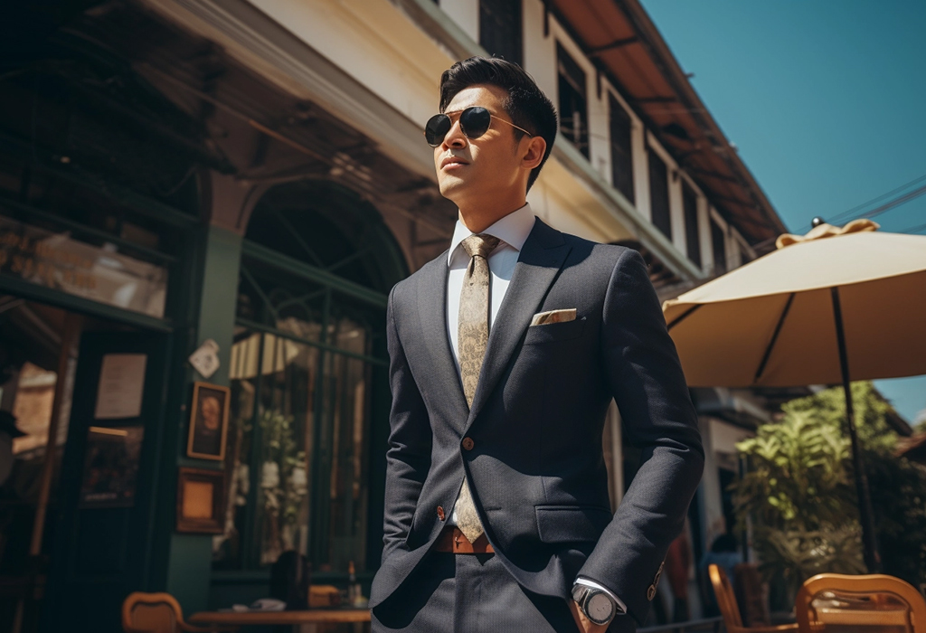 guy in sunglasses wearing indochino mtm suit