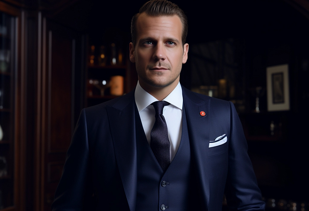 harvey specter in suit with pocket square
