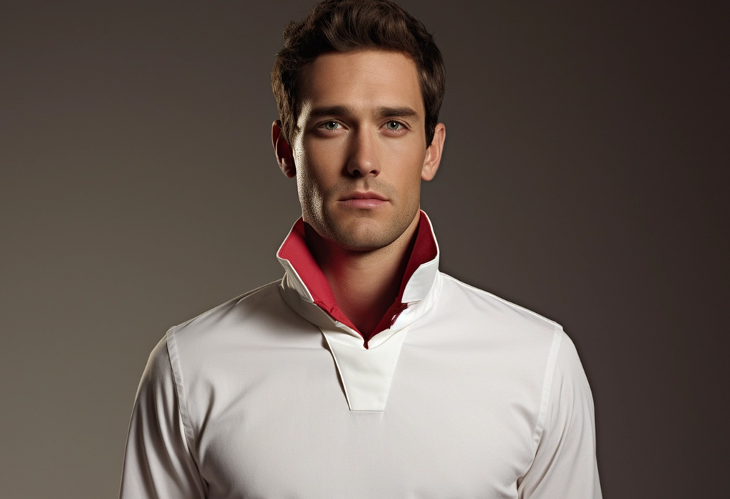 man wearing shirt with popping collar