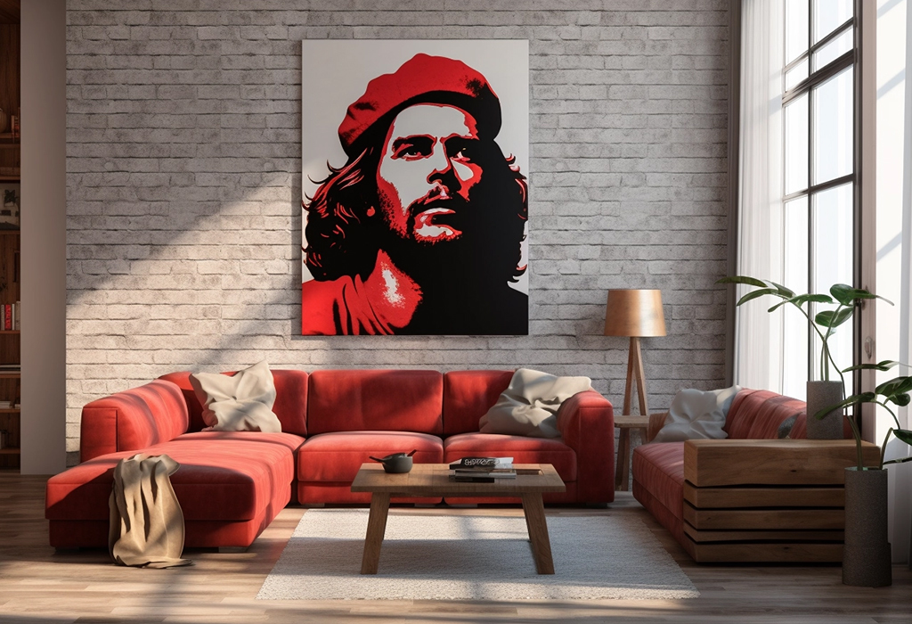 portrait of che guevara on the wall
