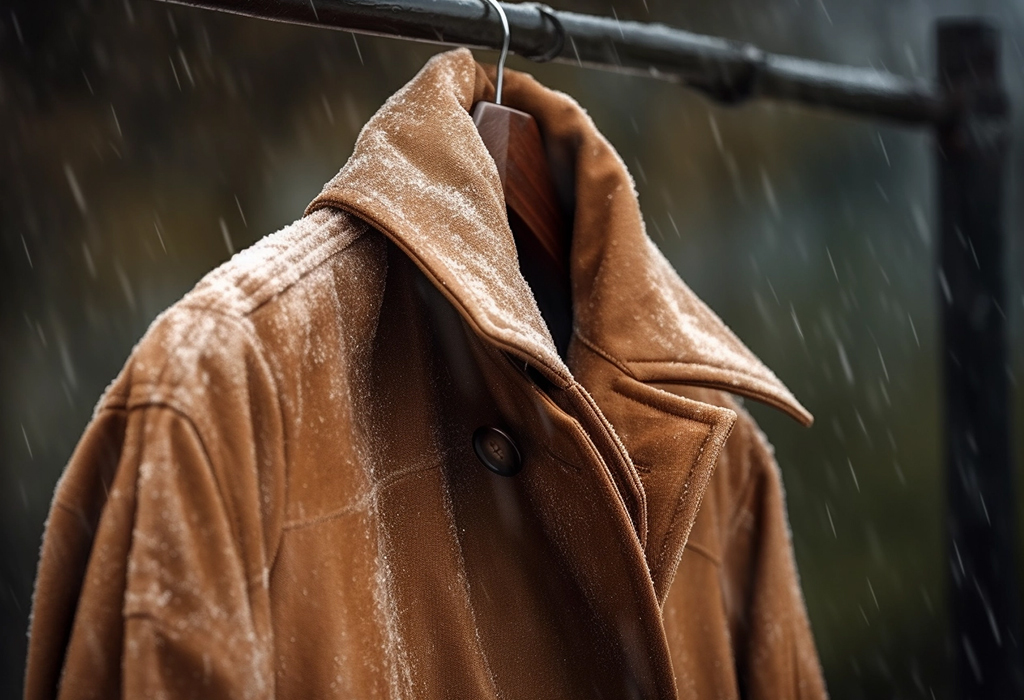 drying wet jacket on a rack