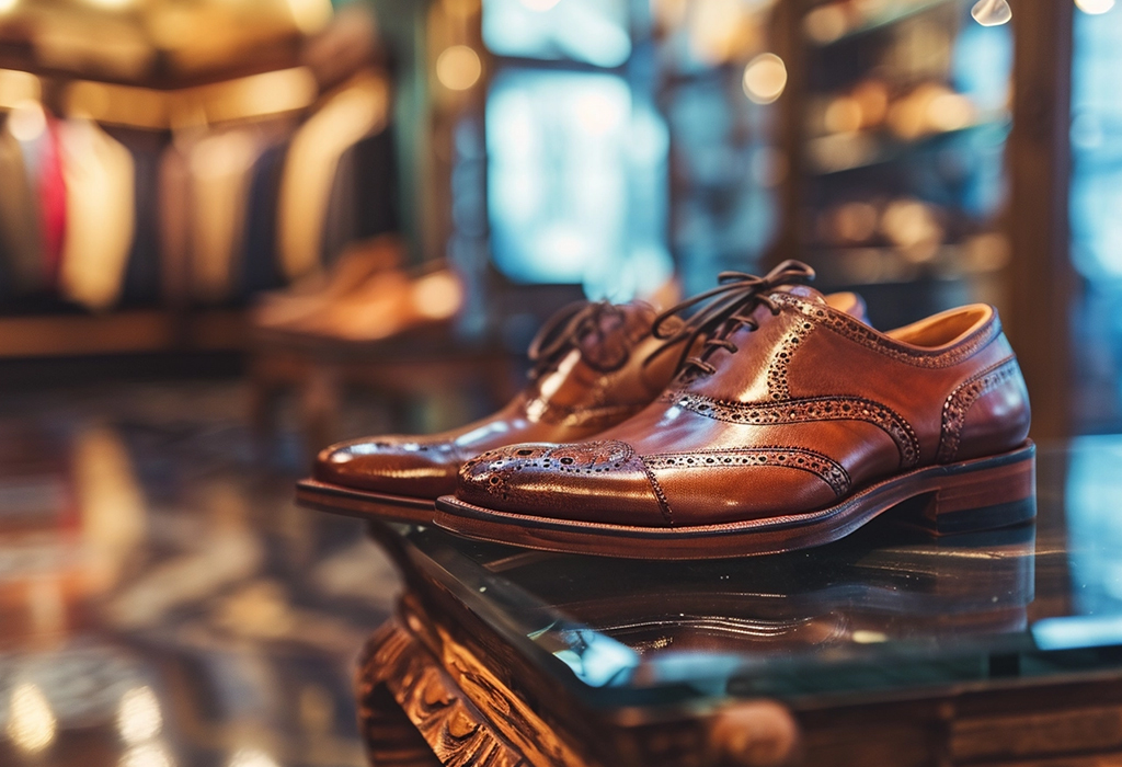 high quality brown leather brogue shoes