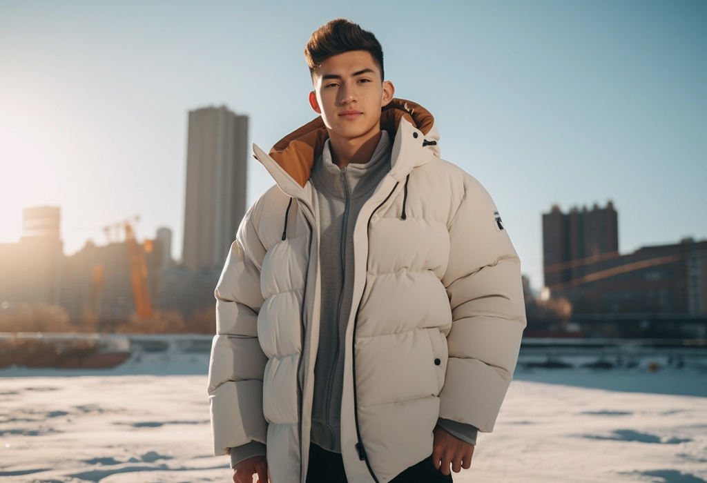 skinny guy in a winter jacket