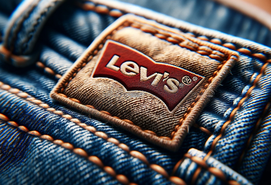 levi's jeans logo on blue denim