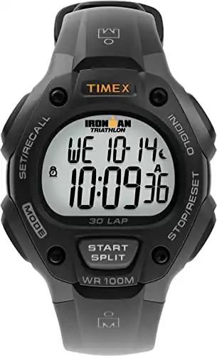 Timex Men's T5E901 Ironman Classic 30 Gray/Black Resin Strap Watch, Black/Gray/Orange Accent, One Size