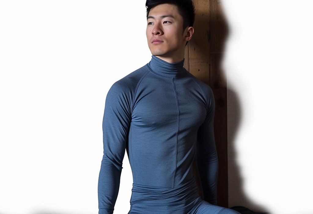 man in thermal underwear with perfect fit