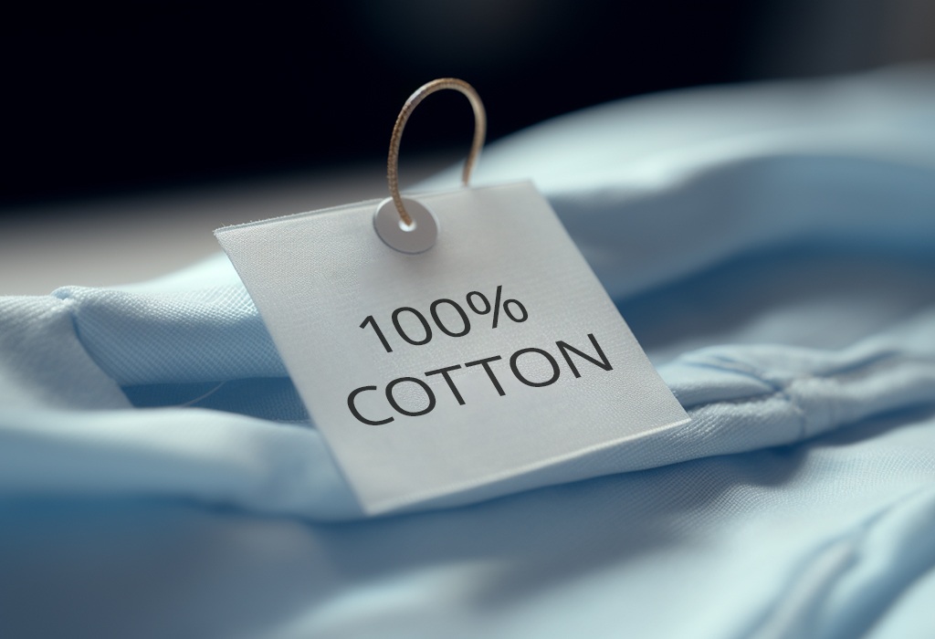 shirt care tag that says “100% Cotton