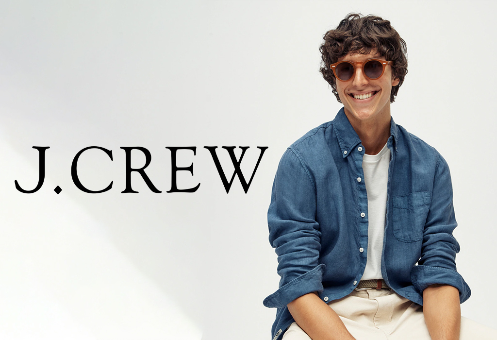 J.Crew logo with smiling man